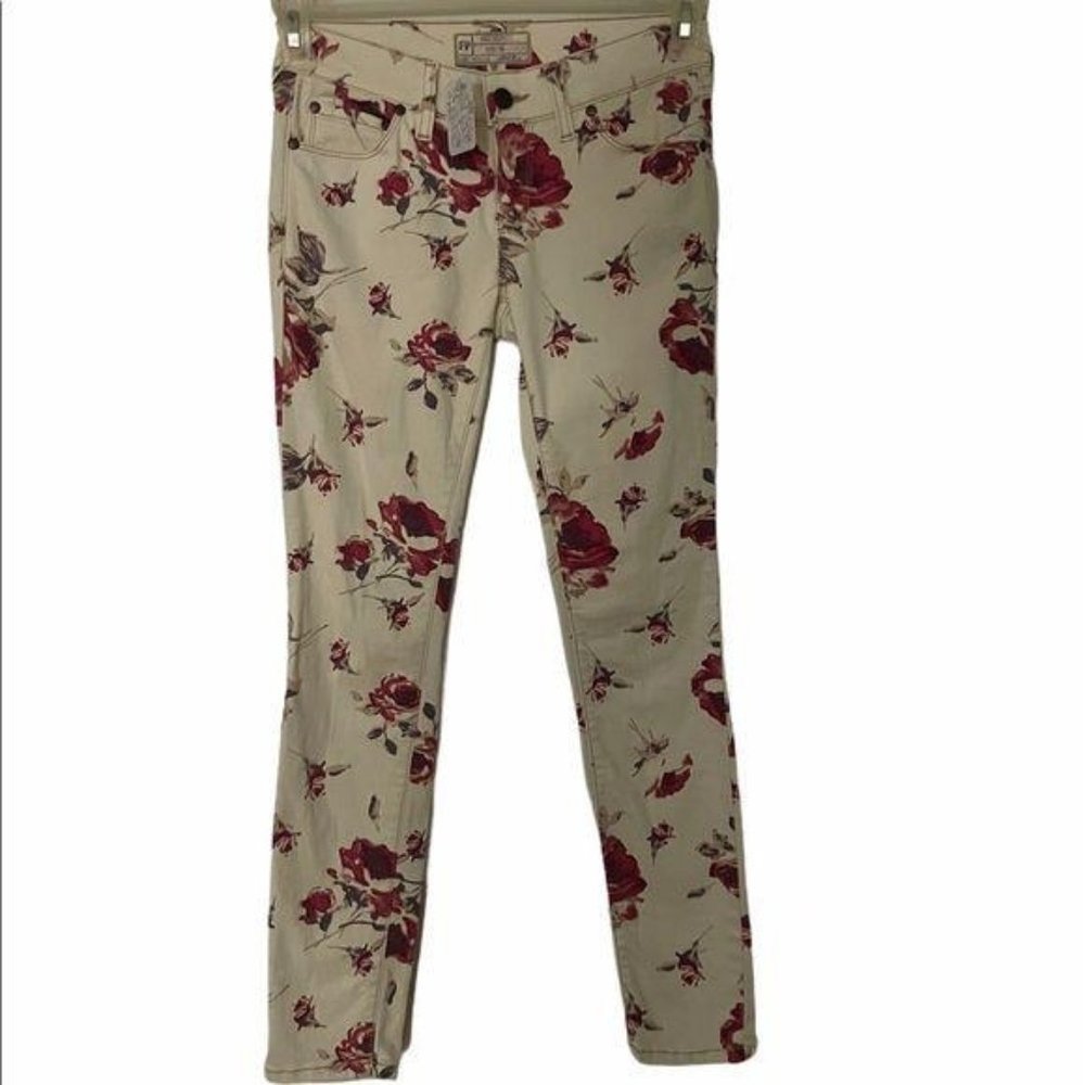 Free People Floral Skinny Jeans Sz 25